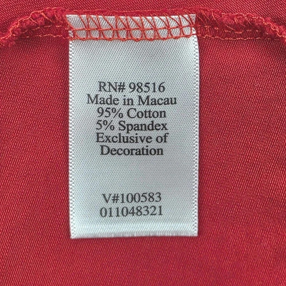 Coldwater Creek Lace Trim‎ Tank Top Women Red Scoop Neck Cotton Blend Stretch S